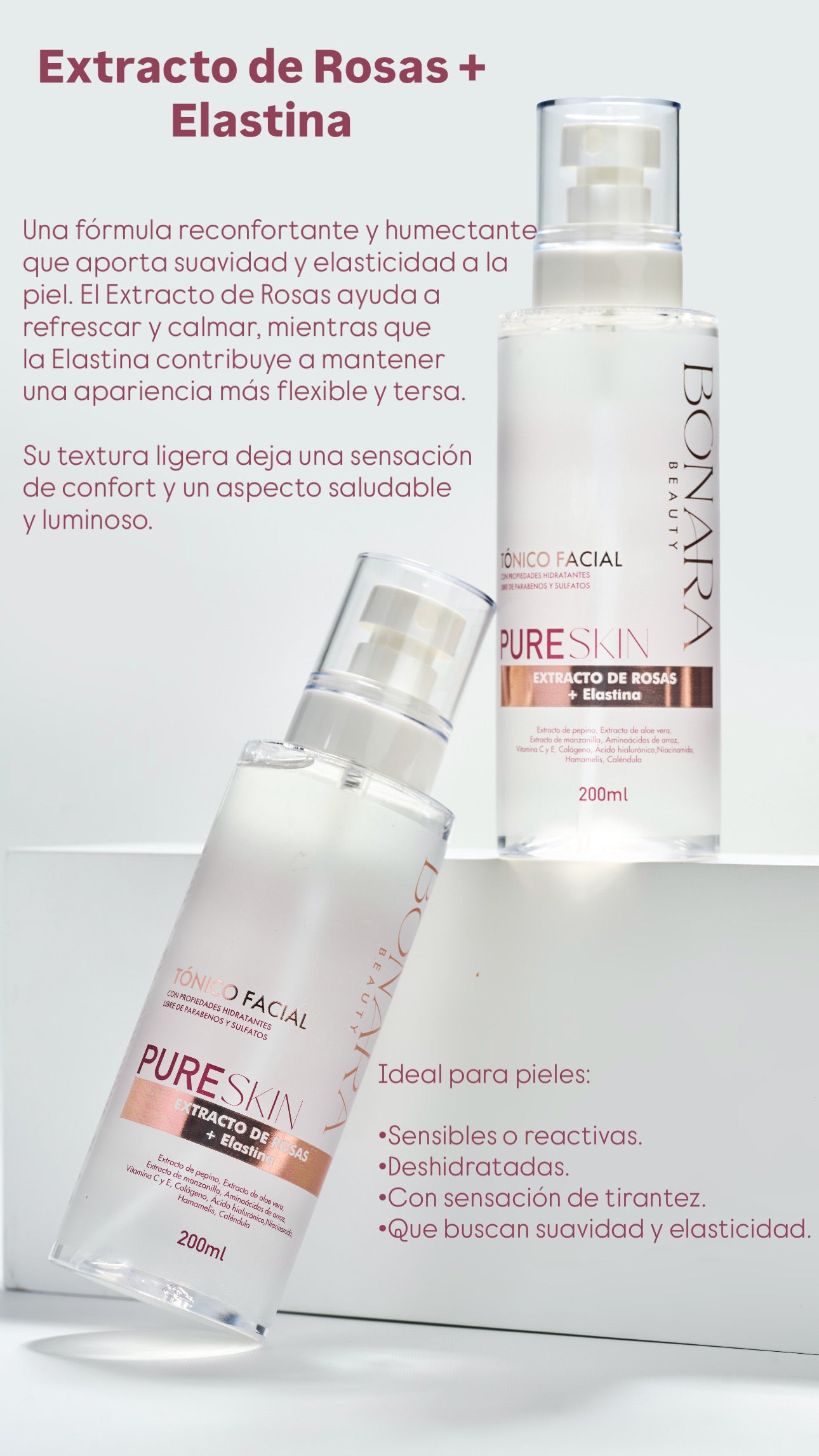 Tónico de Extracto de Rosa + Elastina